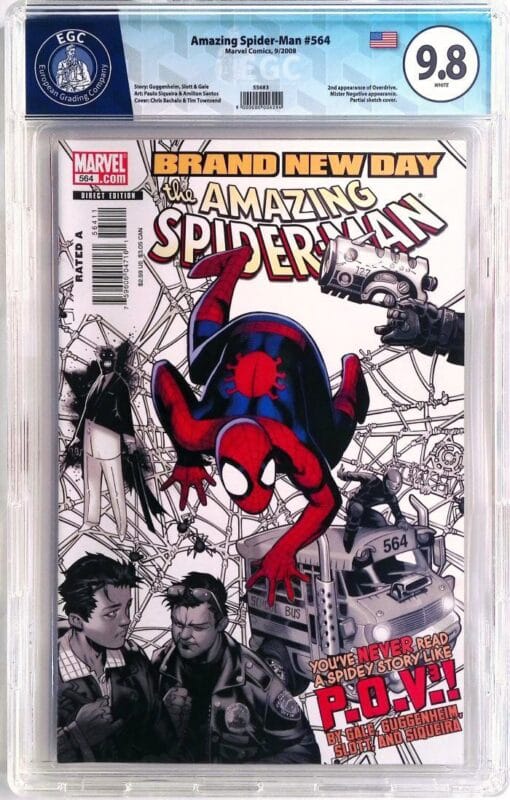 Amazing Spider-Man #564 (2008) EGC 9.8 — 2nd Overdrive + Mister Negative + Partial Sketch Cover!