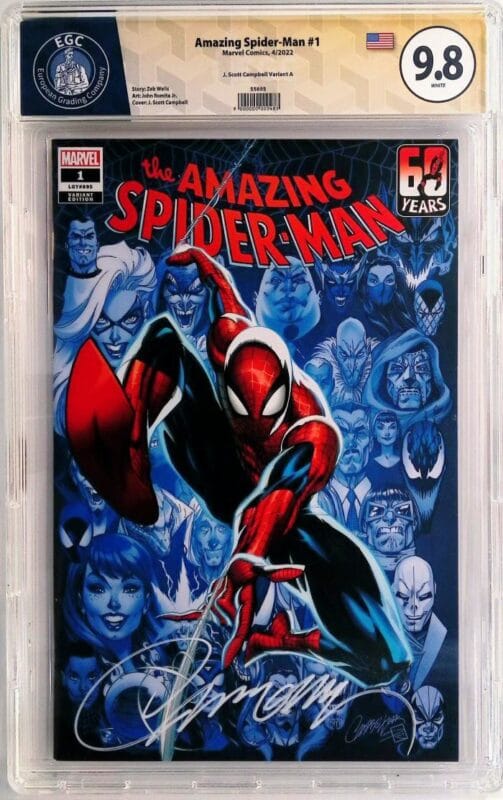 Amazing Spider-Man #1 (2022) – J. Scott Campbell Variant A • EGC Yellow Signature Label Graded 9.8 • Signed & Slabbed!