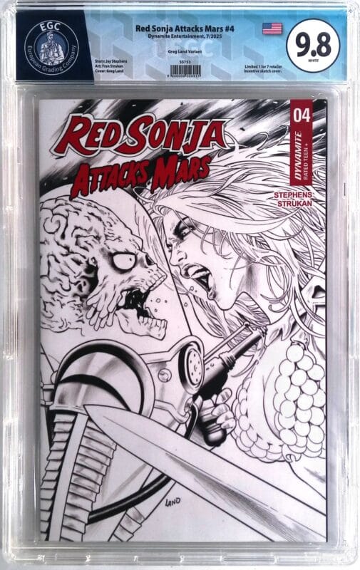 Red Sonja Attacks Mars #4 – Graded EGC 9.8 - Greg Land 1:7 Incentive Line Art (Collectors Gem)