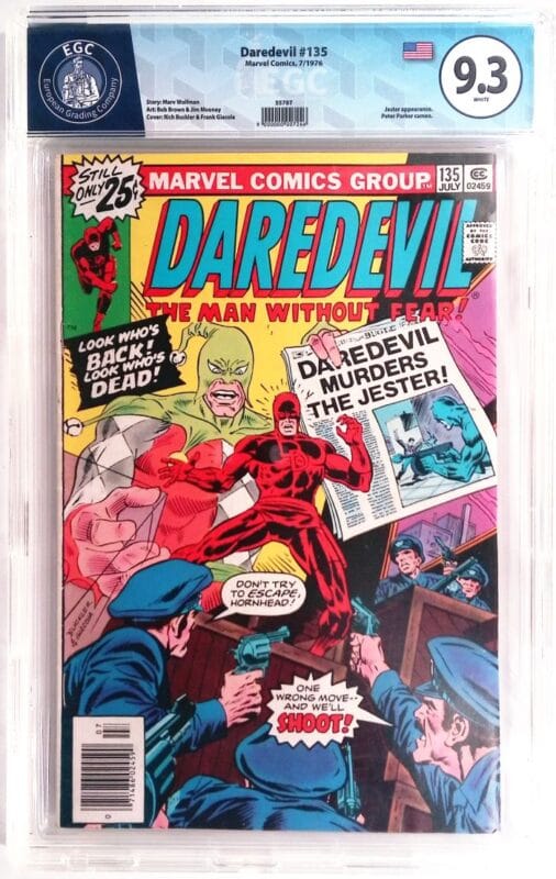 Daredevil #135 (1976) EGC 9.3 Near Mint+ | Jester Appearance & Spider-Man (Peter Parker) Cameo | Bronze Age Marvel Key