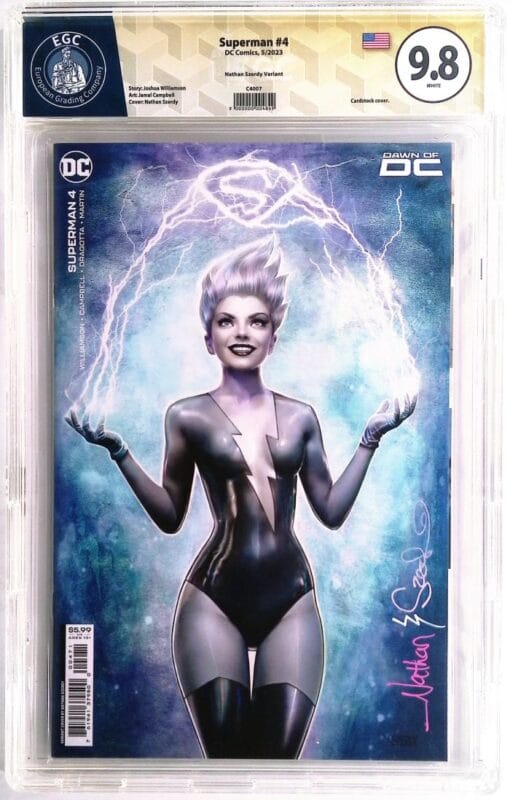 Superman #4 (2023) Cover D Nathan Szerdy Variant – EGC 9.8 Yellow Label Signed & Verified – DC Comics Slab NM/MINT