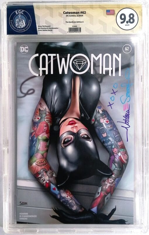 Catwoman #62 (2024) Nathan Szerdy Exclusive Variant – EGC 9.8 Yellow Label SIGNED & REMARKED – Ultra Rare Slabbed DC Comic