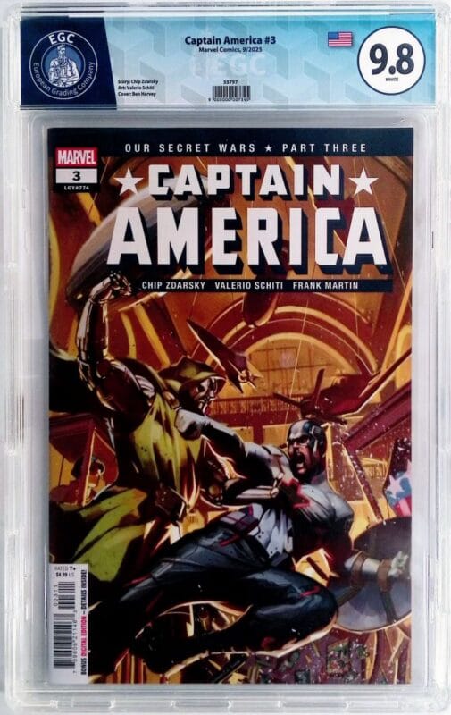 Captain America #3 (2025) - EGC 9.8 NM/M 🔥 Ben Harvey Main Cover 1st Print – Marvel Key Doom Issue – Blue Label