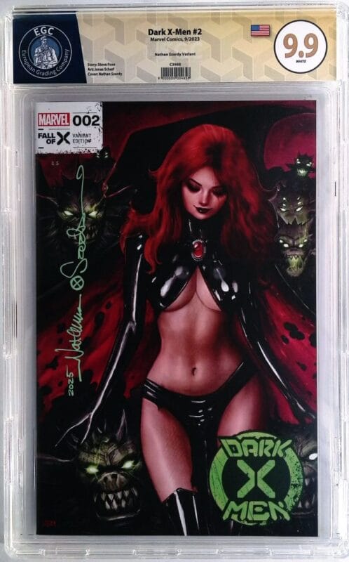 Dark X-Men #2 (2023) Szerdy Virgin Trade Variant – EGC 9.9 MINT 🔥 Signed Nathan Szerdy Yellow Label – Ultra Rare Marvel X-Men Key!