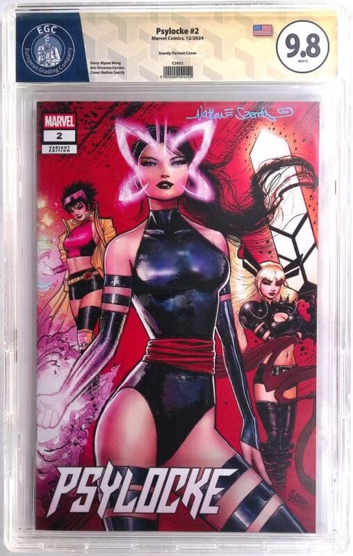 Psylocke #2 (2024) Nathan Szerdy Variant – EGC 9.8 Yellow Label Signed – Ultra Rare Marvel Comic Slab