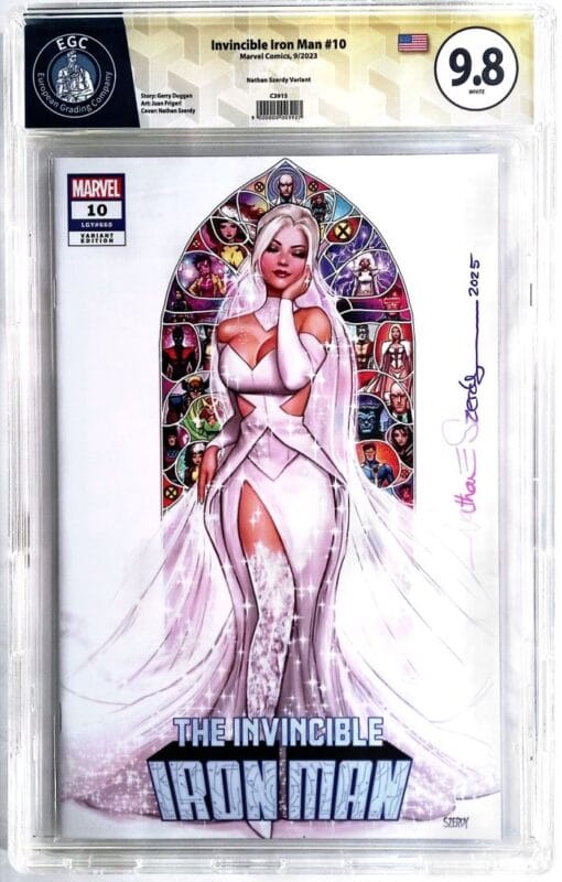 Invincible Iron Man #10 (2023) – Nathan Szerdy Virgin Variant – EGC 9.8 Yellow Signature Series – Signed & Verified – High Grade Marvel Key!