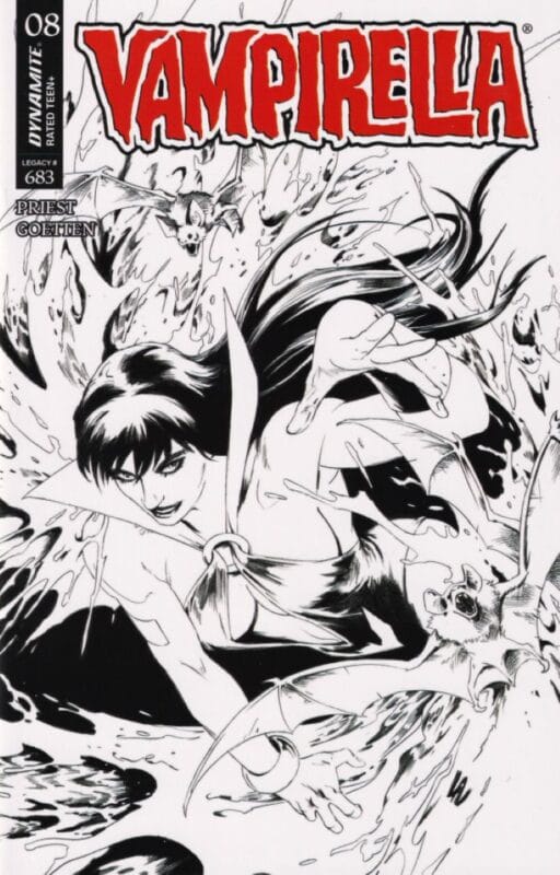 Vampirella #8 - Cover S Jonathan Lau Black & White Line Art Variant (Blind Bag)