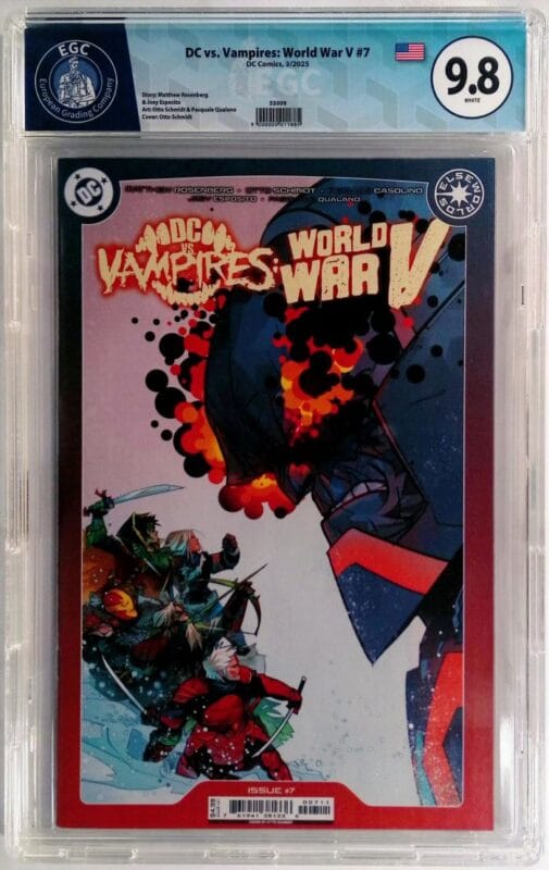 DC vs Vampires World War V #7 (2025) - EGC 9.8 Blue Label – Otto Schmidt Cover A – Key Darkseid Storyline – High Grade Slab