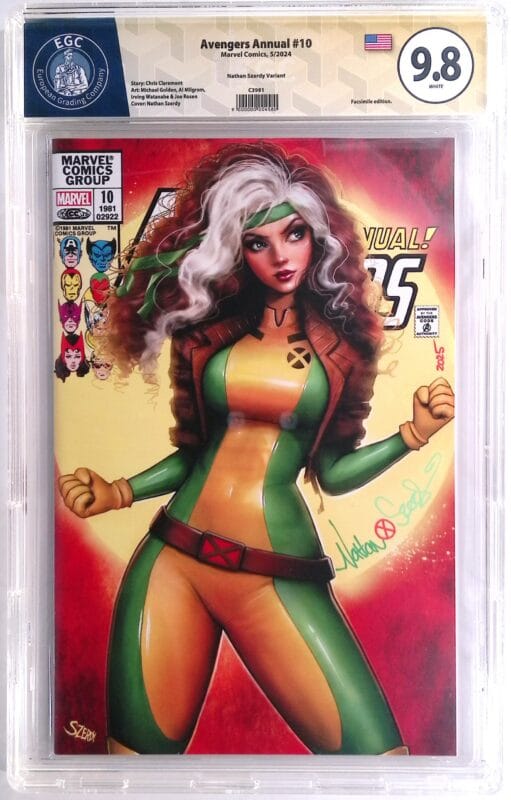 Avengers Annual #10 (2024) Facsimile – Nathan Szerdy Variant – EGC 9.8 Yellow Label Signed – High Grade Key X-Men Appearance