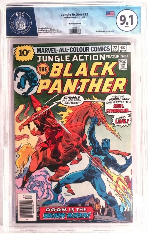 Jungle Action #22 (1976) 🇬🇧 UK Price Variant – EGC 9.1 NM- Blue Label | Black Panther vs KKK | Bronze Age Marvel Key
