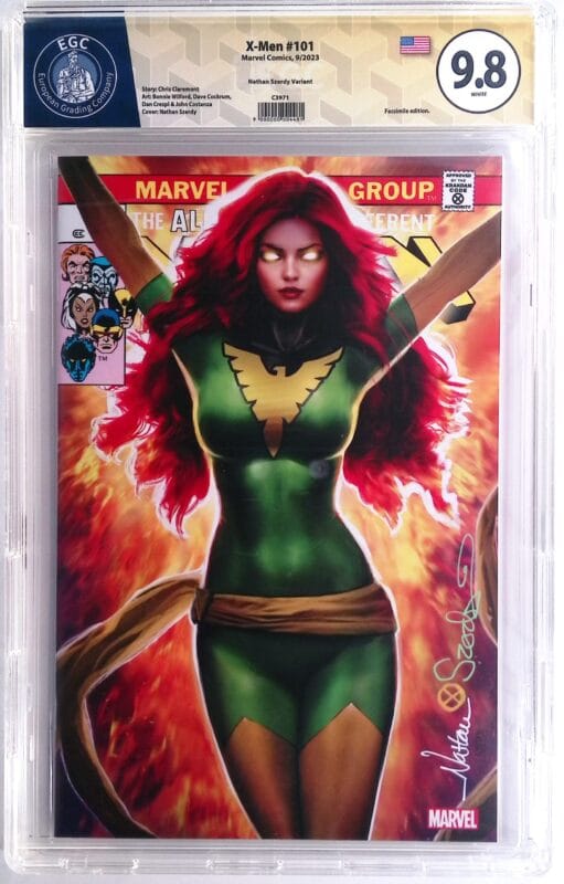 X-Men #101 Facsimile (2023) Nathan Szerdy Green Variant – EGC 9.8 Yellow Label Signed – Ultra Rare Exclusive Comic Traders / Antihero Gallery