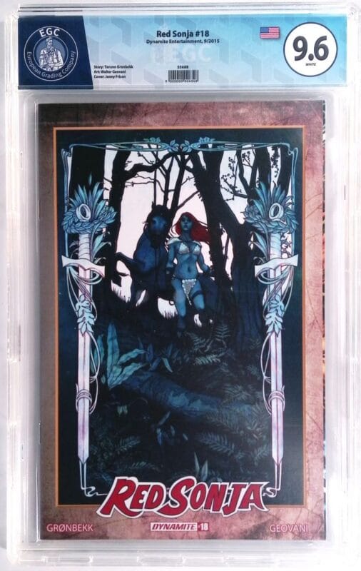 Red Sonja #18 (2025) - Cover F 1:10 Jenny Frison Modern Icon Variant – EGC 9.6 NM+ Graded Slab – Dynamite – Rare Incentive Comic