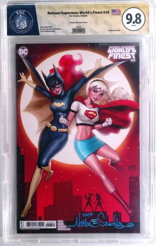 Batman/Superman World’s Finest #28 (2024) Szerdy Variant EGC 9.8 SS Signed Nathan Szerdy – Yellow Label – DC Comics NM/M