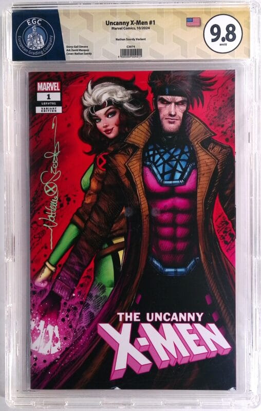 Uncanny X-Men #1 (2024) Nathan Szerdy Retailer Exclusive Variant – Signed by Nathan Szerdy – EGC Yellow Label 9.8 NM/M – Marvel Comics Legacy #701