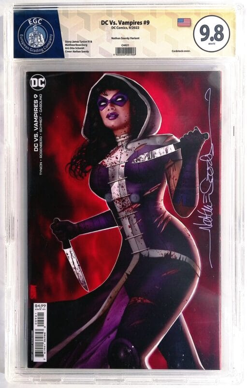 DC vs. Vampires #9 Cover B Nathan Szerdy Variant – Signed by Nathan Szerdy – EGC 9.8 Yellow Label – DC Comics 2022 Card Stock Edition