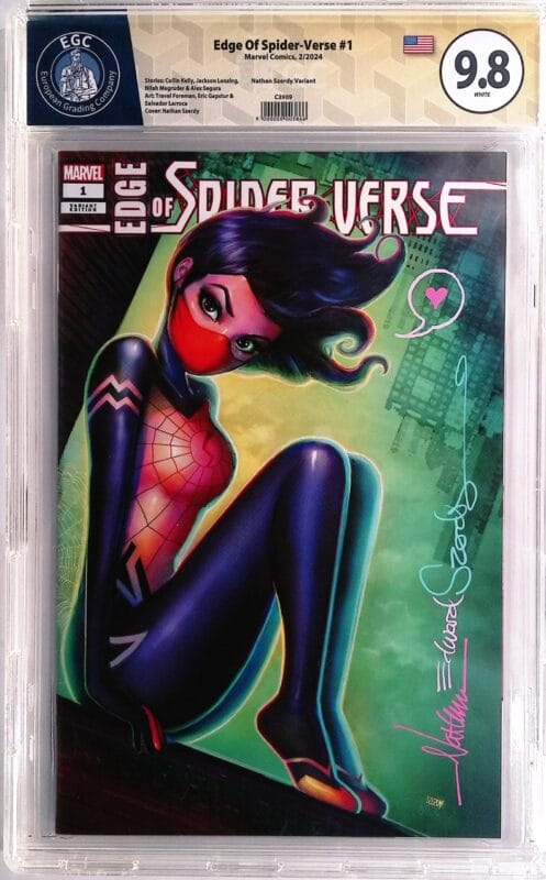 Edge of Spider-Verse #1 Nathan Szerdy Retailer Exclusive Variant – SIGNED by Nathan Szerdy – EGC Yellow Label 9.8 NM/M – Marvel 2024 Spider-Verse Key