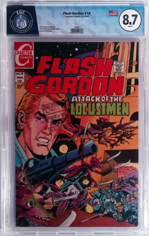 Flash Gordon #18 (1969) Charlton Comics – EGC 8.7 Blue Label – Pat Boyette Cover & Art – High Grade Silver Age Sci-Fi Comic