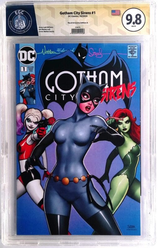 GOTHAM CITY SIRENS #1 - Nathan Szerdy Retailer Exclusive Trade Variant – SIGNED by Nathan Szerdy – EGC Yellow Label 9.8 NM/MT – Limited to 3,000 Copies – DC Comics 2024