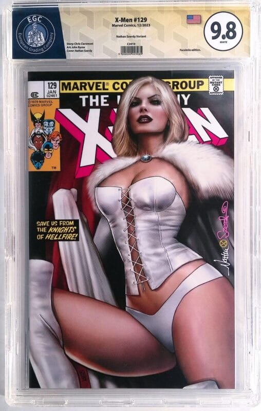 X-Men #129 Facsimile Edition (2023) Nathan Szerdy Retailer Exclusive Trade Variant – Signed by Nathan Szerdy – EGC Yellow Label 9.8 Near Mint/Mint – Marvel Comics